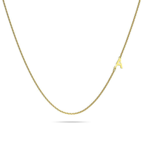Bold Alphabet Letter Initial Charm Necklace in Gold Tone